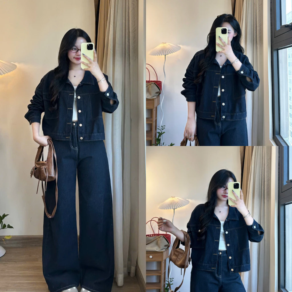 Áo khoác Jeans croptop Retrostyle Áo Khoác Bò Dáng Lửng Màu xanh Akhoacjean2907