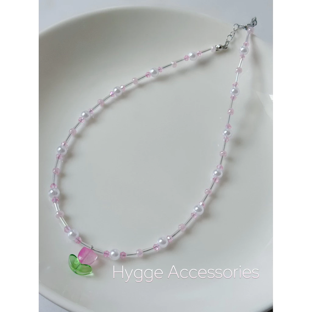 Dây chuyền “ Pure Petal “ Thép không rỉ - Dây chuyền vòng cổ xỏ hạt Handmade - Phụ kiện trang sức - HYGGE ♡.•*