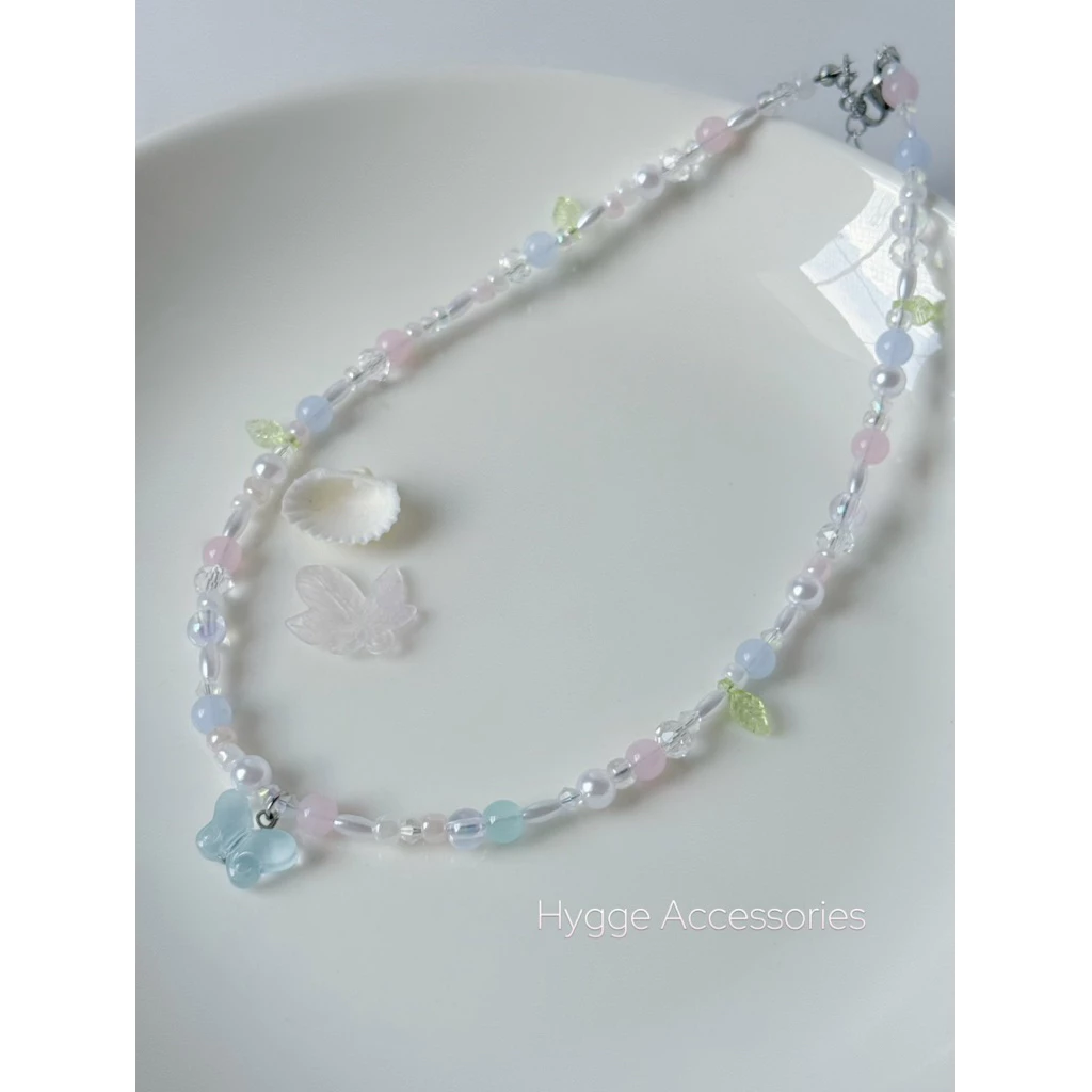 Dây chuyền “ Sweet Butterfly “ Thép không rỉ - Dây chuyền vòng cổ xỏ hạt Handmade - Phụ kiện trang sức - HYGGE ♡.•*