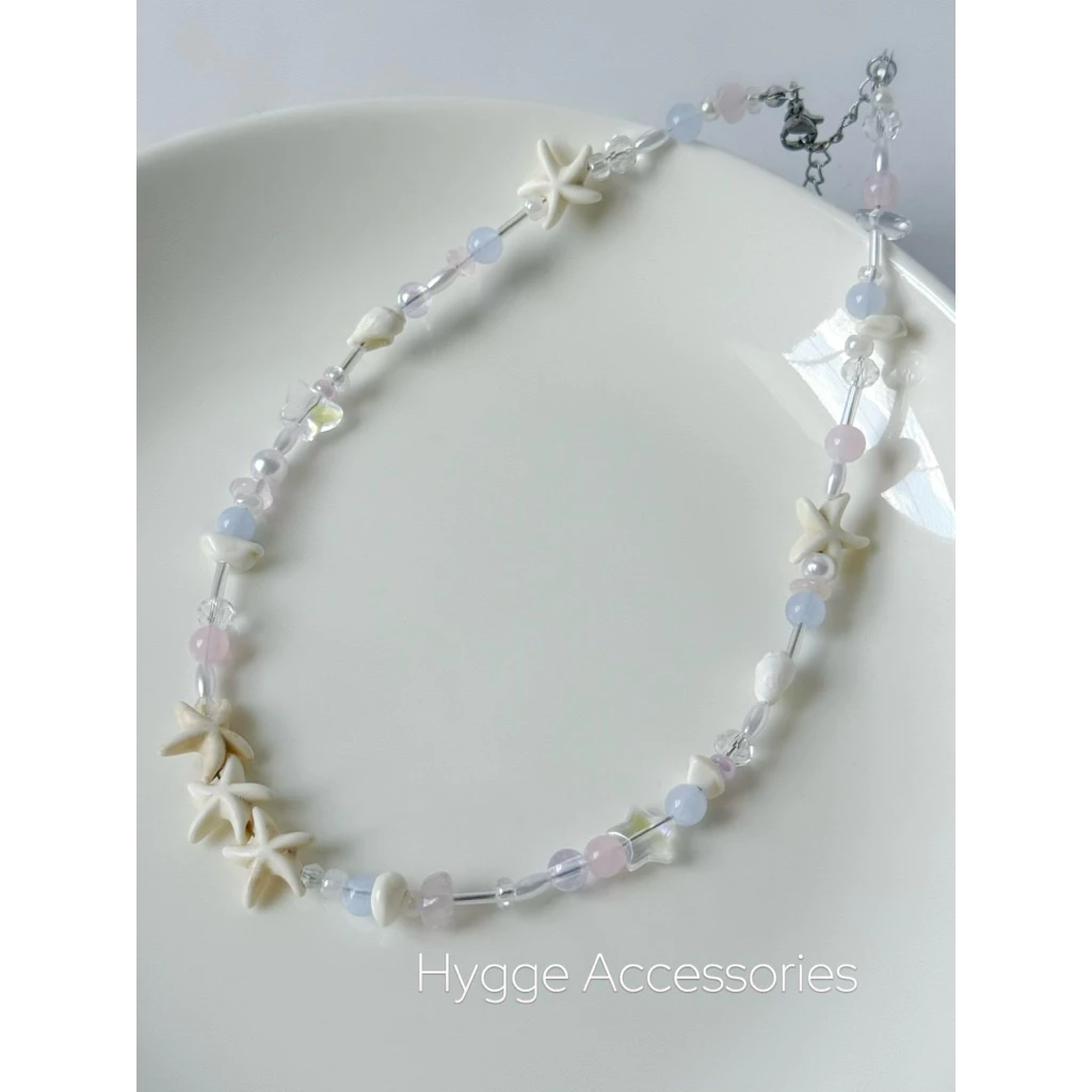 Dây chuyền “ Blue Tide “ Thép không rỉ - Dây chuyền vòng cổ xỏ hạt Handmade - Phụ kiện trang sức - HYGGE ♡.•*