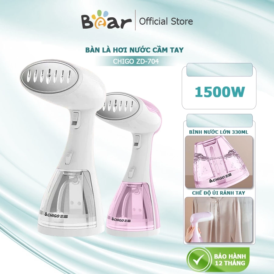Bàn là hơi nước cầm tay Chigo ZD-704, công suất LỚN 1500W, bàn ủi hơi nước CAO CẤP dung tích 330ml -TẶNG kèm đầu chải