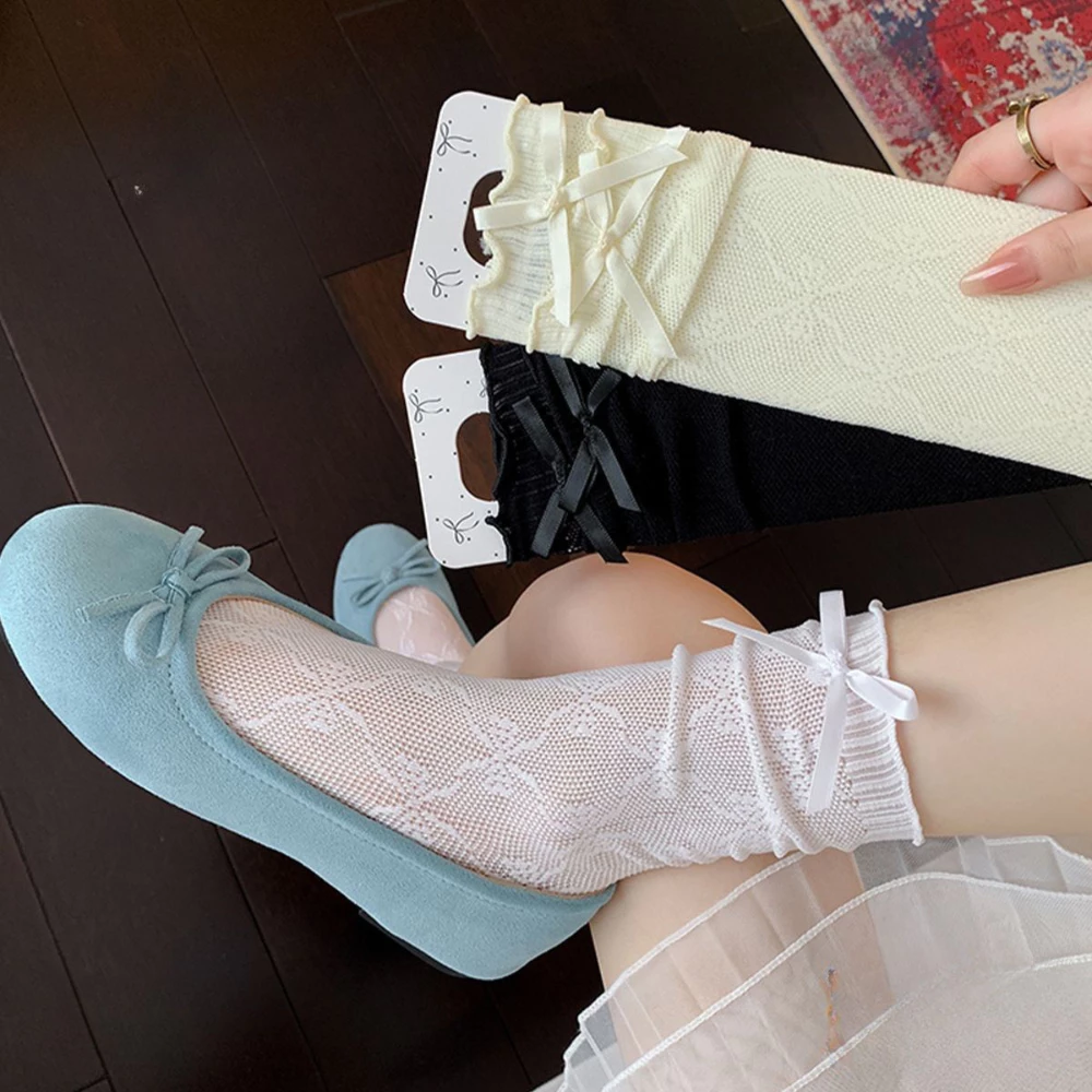 Tất nữ ren đính nơ JK phong cách lolita nữ sinh Hàn quốc dành cho nữ NR17