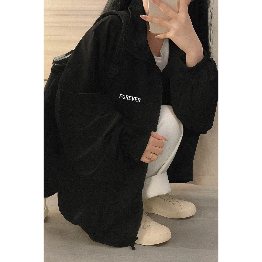 Áo Khoác Gió Nữ Form Rộng Chống Nắng Thời Trang Hàn Quốc FOREVER – Áo Khoác Basic Unisex Dáng Rộng Chất Vải Nhẹ