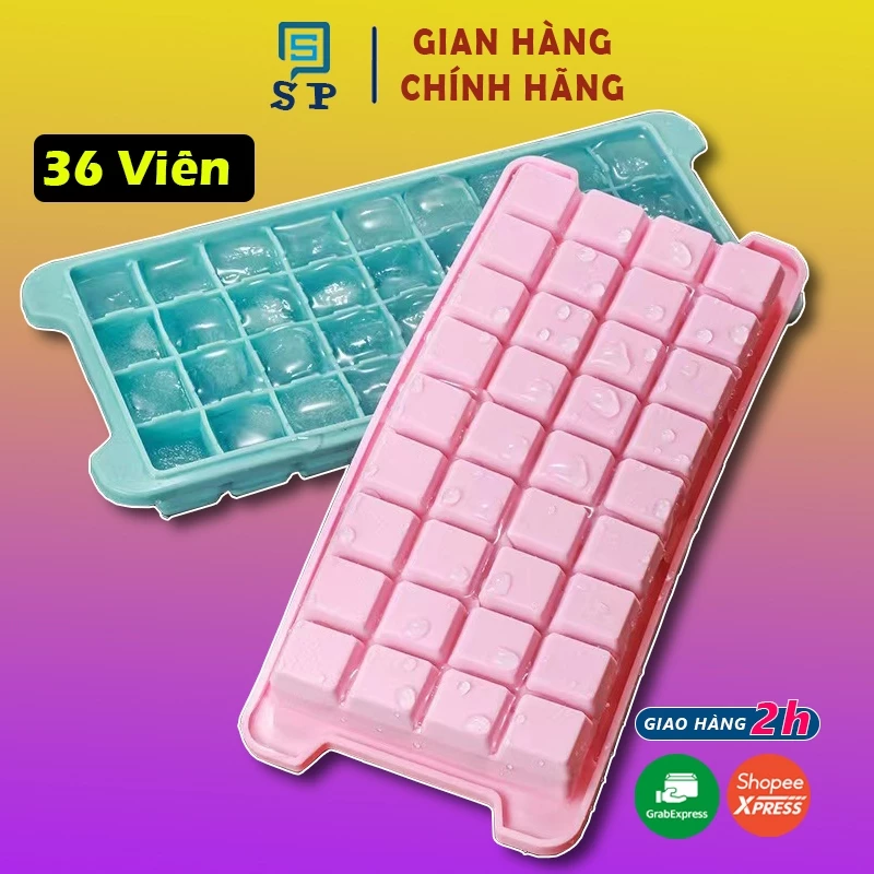 Khay làm đá silicon , khuôn đá - khuôn thạch trái cây, rau câu giòn dẻo nhiều màu 36 viên S P
