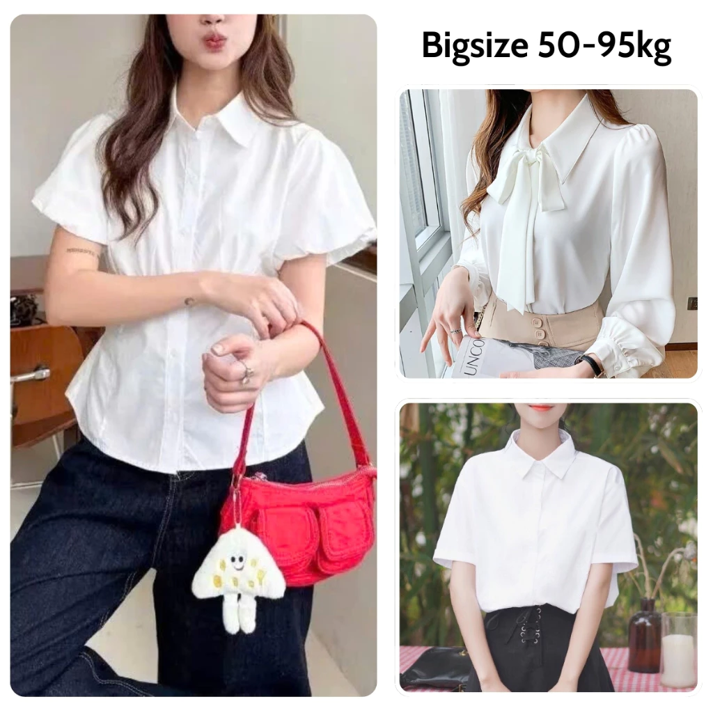 Tổng Hợp Sơ Mi Trắng Bigsize Nữ Đi Học Đi Làm Somi Công Sở Form Rộng Basic Vải Mềm Mịn Cho Nữ Chubby