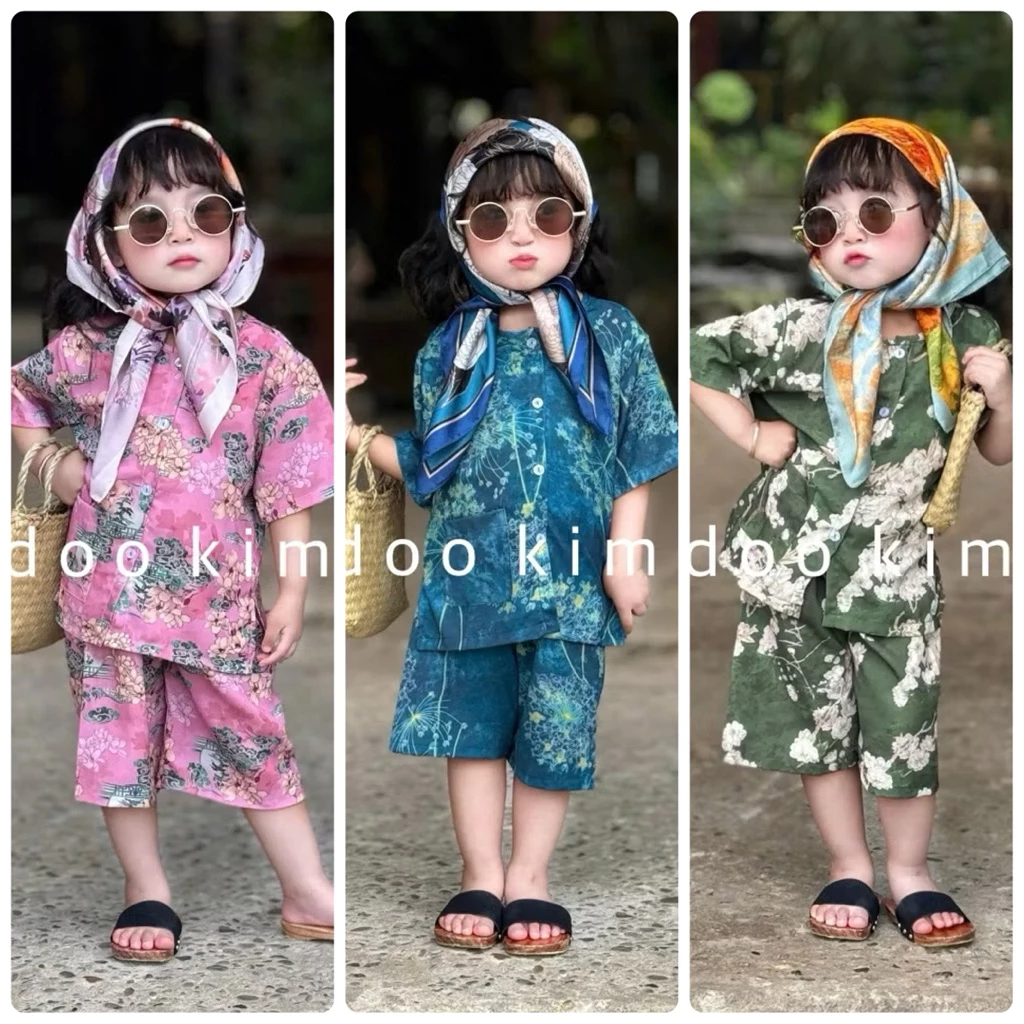(7-35kg) bộ đồ đùi Bà Nội cho bé gái [HÌNH THẬT] chất liệu mát mịn, bé mặc nhà, mặc ngủ, đi chơi