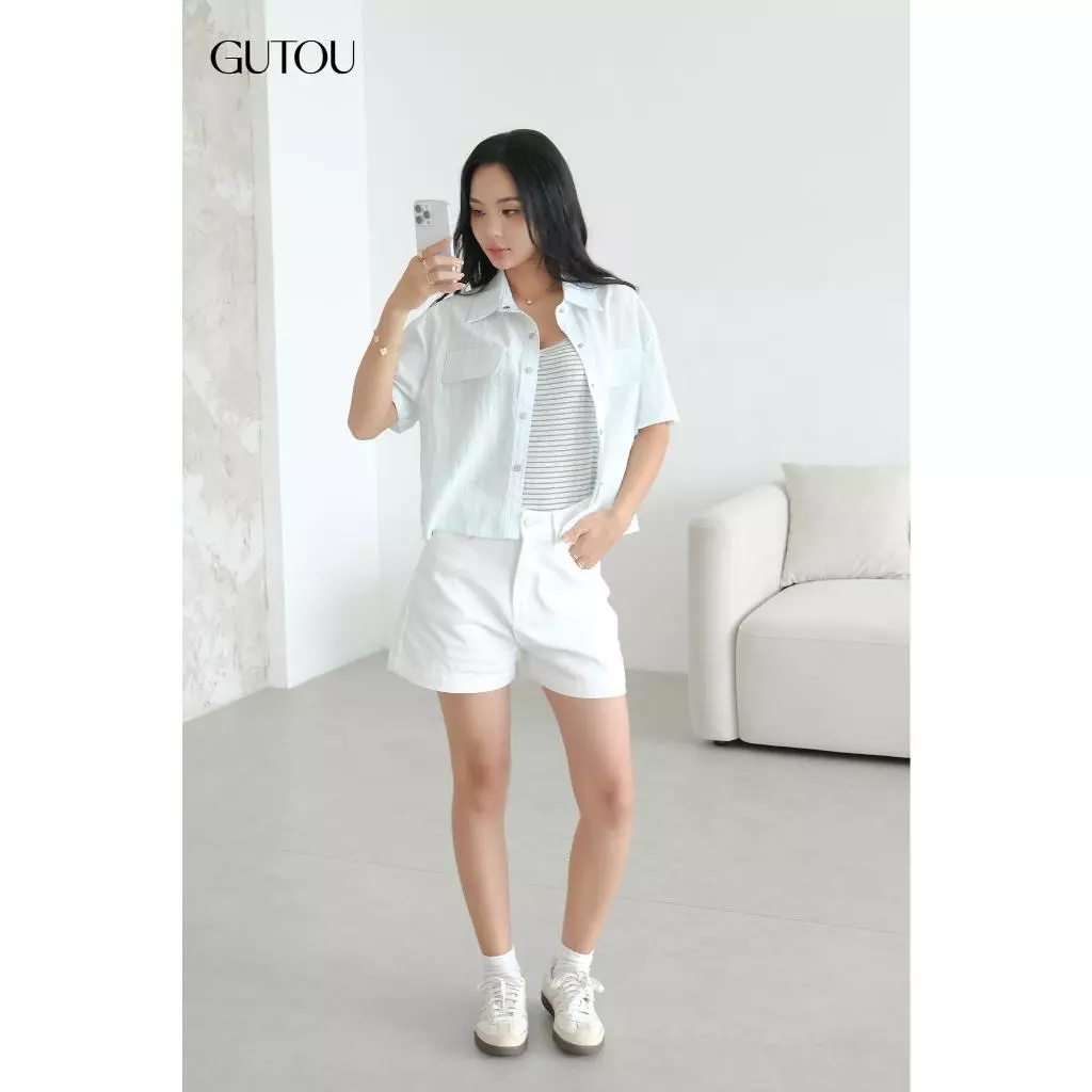 QCCC L1 Áo Sơ Mi Tay Ngắn Túi Hộp+Áo Hai Dây G109