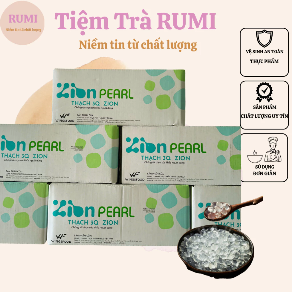 [THÙNG 6 GÓI x 2KG] Trân châu 3Q Zion - Trắng nguyên vị
