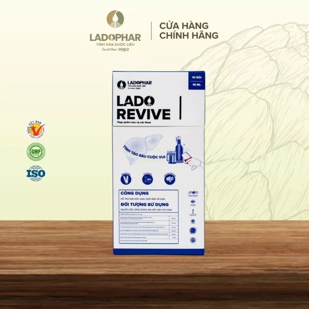 Nước giải rượu Lado Revive, hỗ trợ thải độc, làm mát gan, hỗ trợ làm giảm cơn say - Ladophar