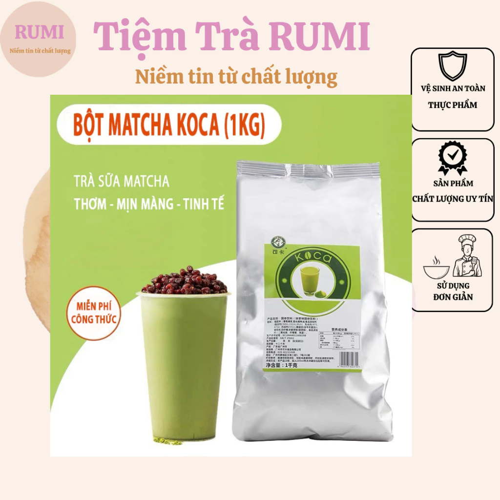 Bột Matcha Koca (1kg) - Matcha Pha Chế & Làm Bánh, Không Phải Nguyên Chất