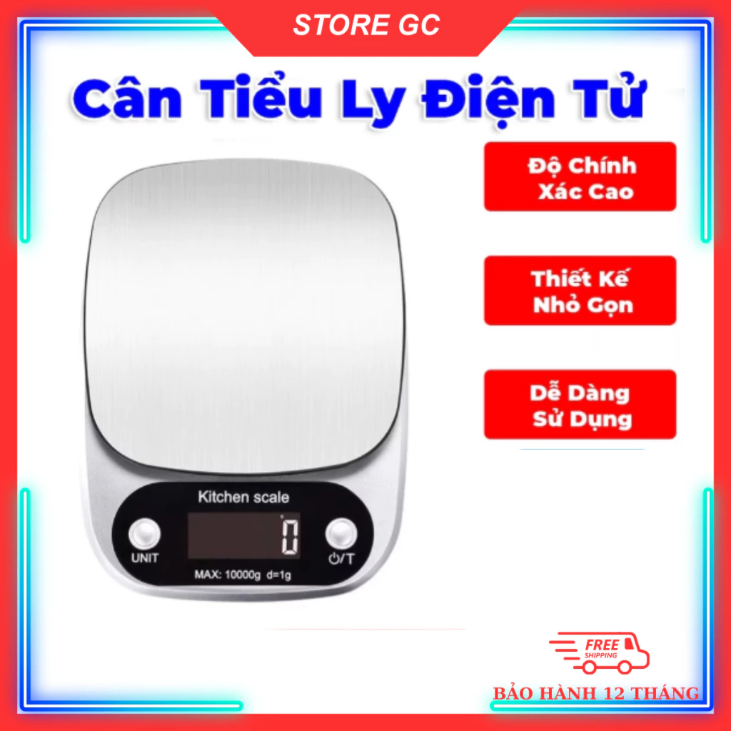 Cân Tiểu Ly Điện Tử 1g-10kg Cân Nhà Bếp Chính Xác Cao Thiết Kế Nhỏ Gọn Sử Dụng Pin Dễ Dàng Sử Dụng