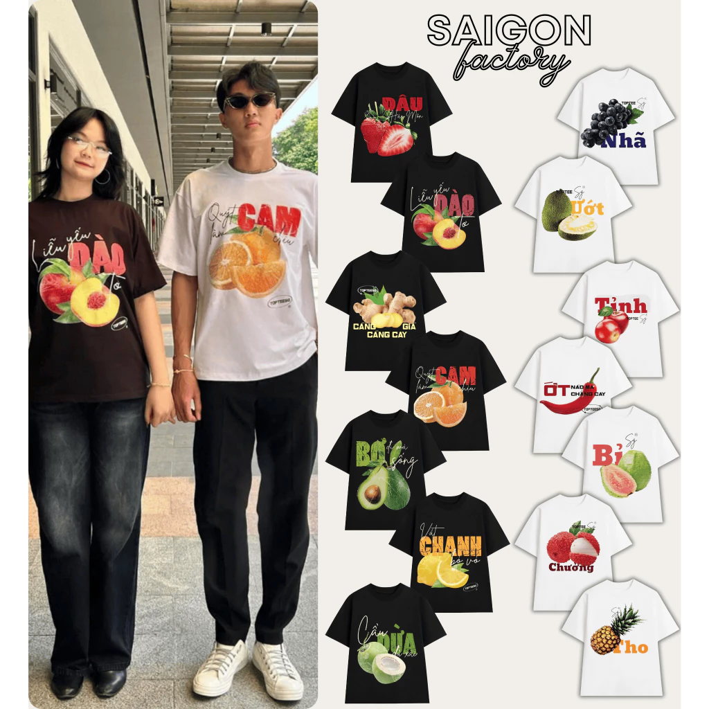 Áo Thun Trái Cây mùa hè Hot Trend 2025 Chất Vải Cotton 2 Chiều Dày Dặn Đứng Form