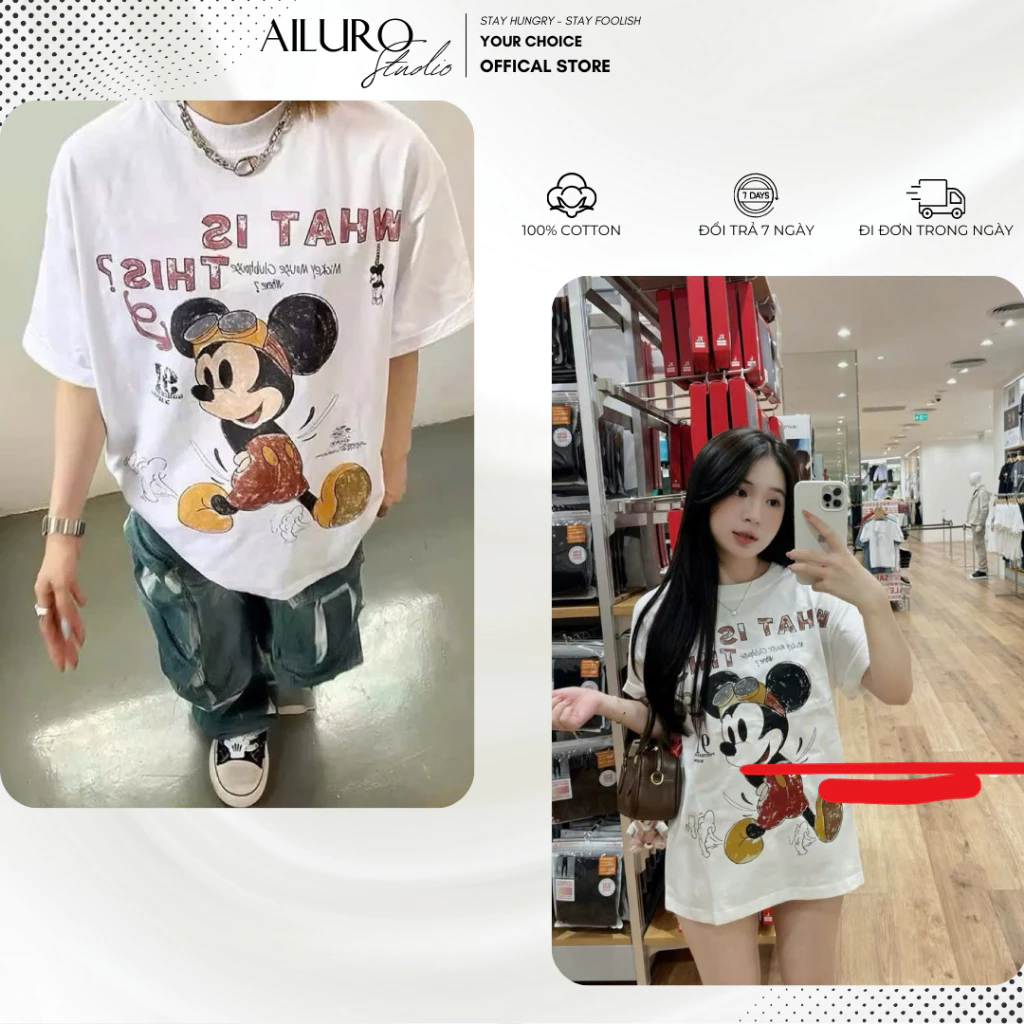 Áo Thun Mickey Mouse Art - Áo phông In Hình nam nữ Form rộng Tay lỡ Unisex 100% Cotton Cao Cấp