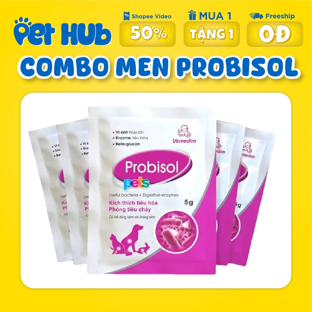 [COMBO 20-10-5] gói Men tiêu hoá cho chó mèo Probisol - Hỗ trợ tiêu hoá, bổ sung Vitamin cho chó mèo