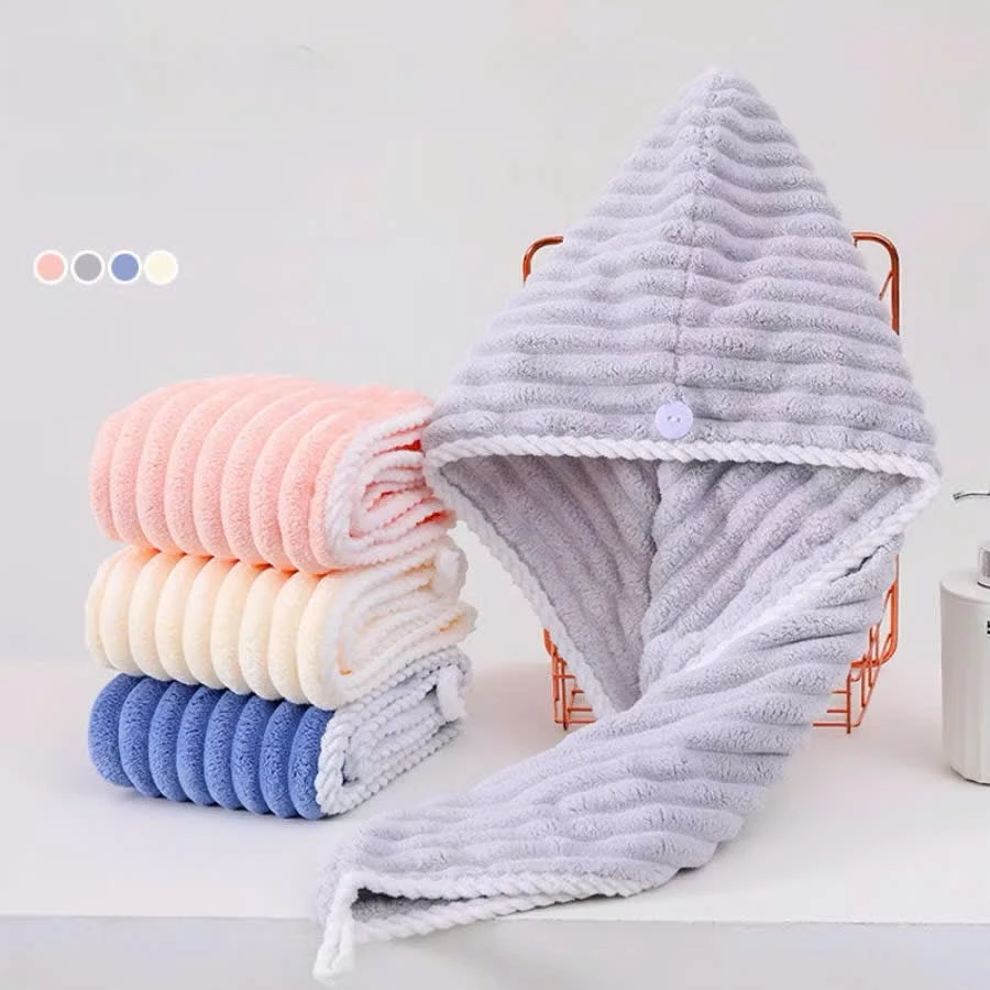 Mũ Quấn Tóc Lông Dệt Sóng Siêu Thấm Hút - Khăn Bông Ủ Quấn Tóc Nhanh Khô Hàng Nội Địa Trung Cao Cấp