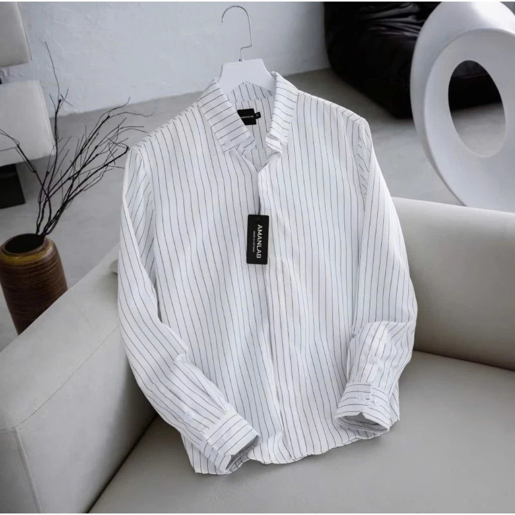 Áo Sơ Mi Dài Tay, Sơ Mi Kẻ Form basic Vải Cotton Thấm Hút Tốt Thoáng Mát
