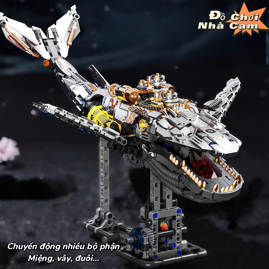 MÔ HÌNH LẮP RÁP CÁ VOI CƠ KHÍ WHALE– SIÊU PHẨM CÔNG NGHỆ LÊ GÔ, ĐÈN LED SIÊU NGẦU 1388PCS 13059