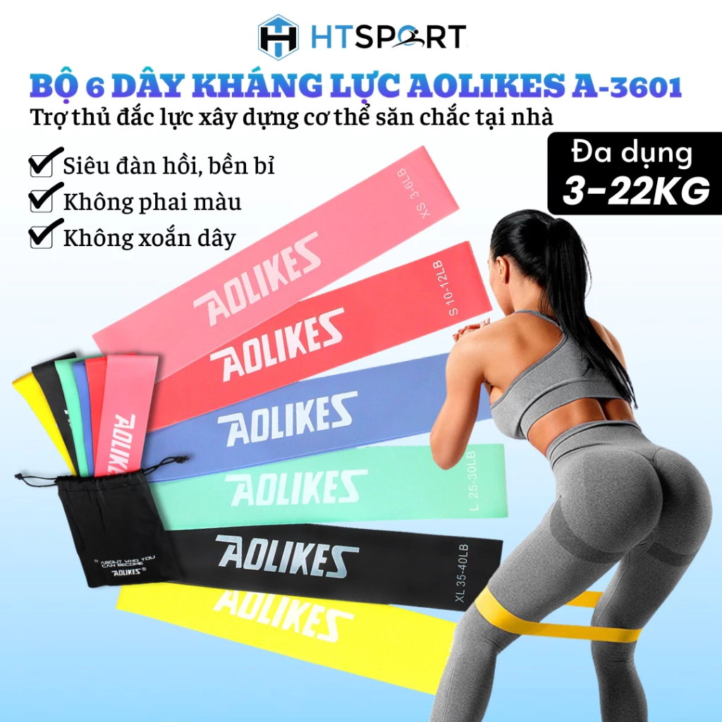 Dây Kháng Lực Đàn Hồi Aolikes A-3601, Dây Miniband Trợ Lực Tập Gym, Cardio, Yoga Dành Cho Nam Nữ Tại Nhà