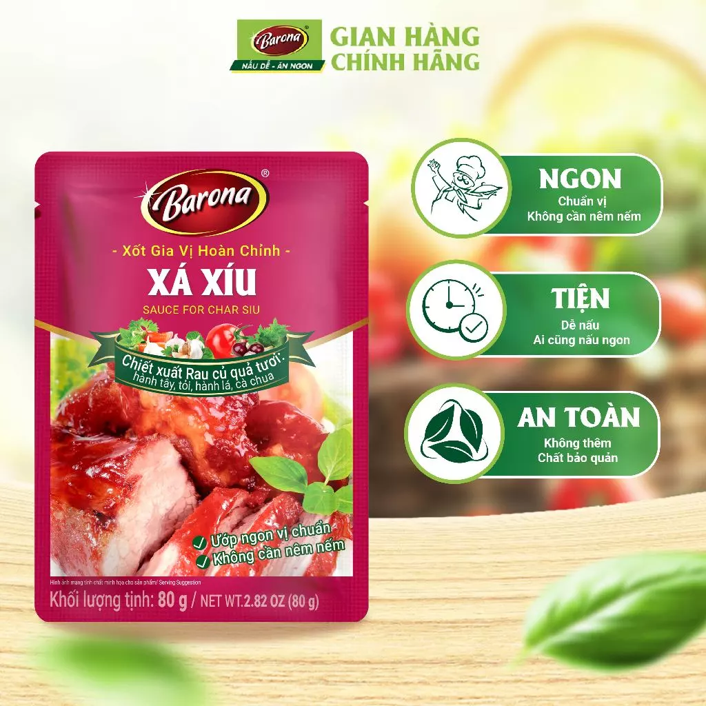 Gia Vị Xá Xíu Barona 80g ướp ngon chuẩn vị không cần nêm nếm