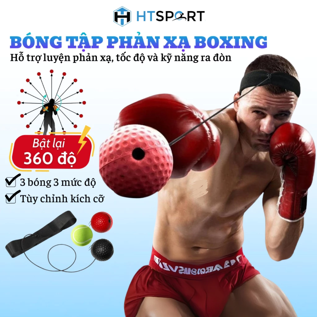 Bóng Tập Phản Xạ Boxing Phản Xạ Tay Nhanh, Bóng Luyện Tay Đấm Bốc Võ Thuật Đeo Đầu 3 Loại Tùy Chọn