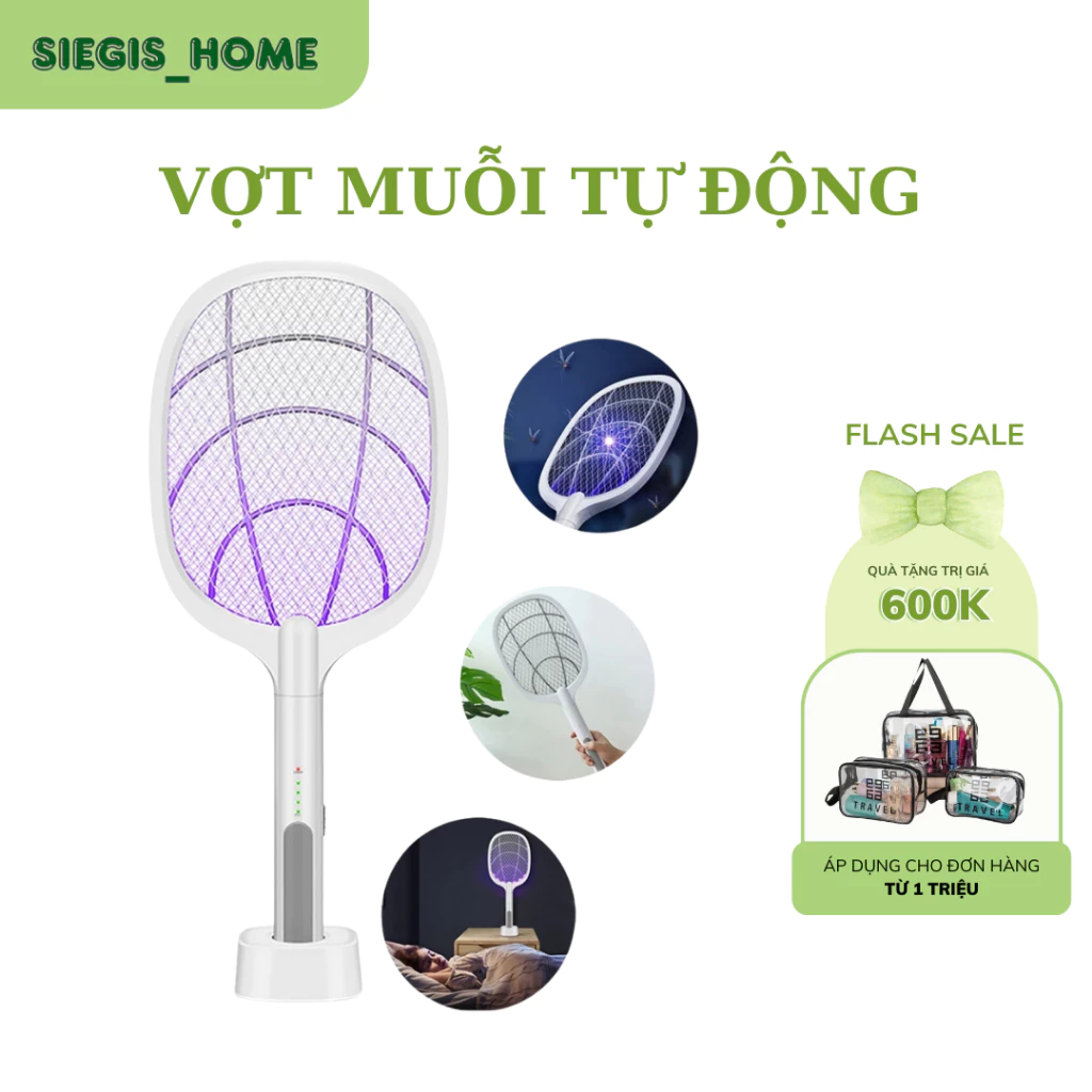 Vợt bắt muỗi kiêm đèn bắt muỗi thông minh 2 trong 1 - Pin sạc cao cấp 1200 mah