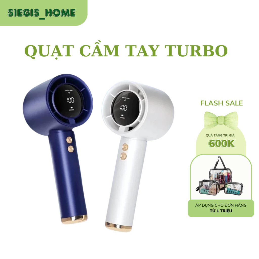 Quạt cầm tay tích điện dung lượng pin 10.000 mAh cao nhất thị trường, 5 tốc độ gió linh hoạt