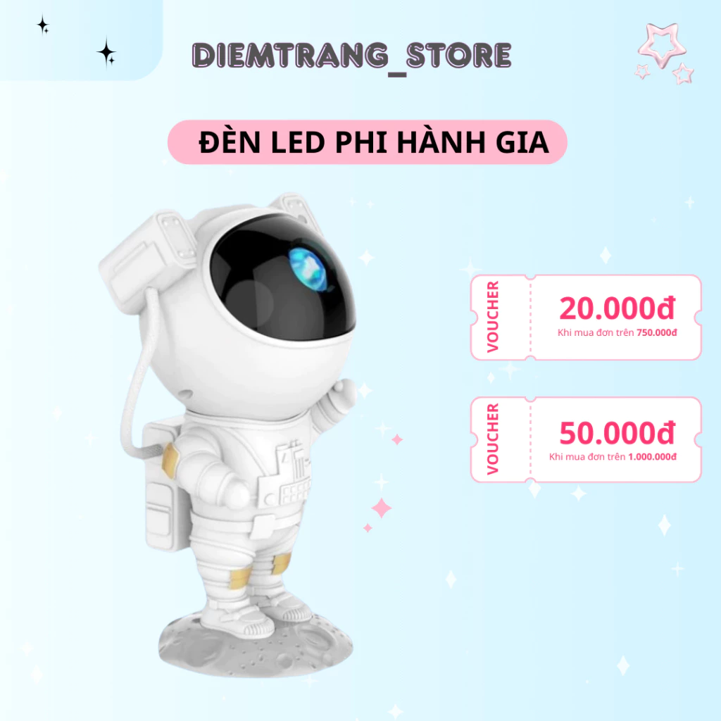 Đèn Led Phi Hành Gia Chiếu Sao Có Loa Didooglt - Đèn Ngủ Chiếu Sao Vệ Tinh, Ánh Trăng Kèm Loa Điều Khiển