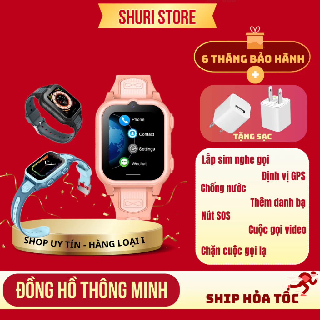 Đồng Hồ Học Sinh Size Nhỏ Lắp Sim 4G SD50 Pro Cho Bé Nghe Gọi Video Call Định Vị GPS Chống Nước