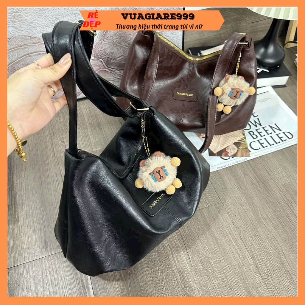 (Tặng kèm móc gấu) Túi xách nữ tote da mềm size lớn 35 đeo chéo đeo vai thời trang đi chơi đi học đi làm tiện dụng DC39