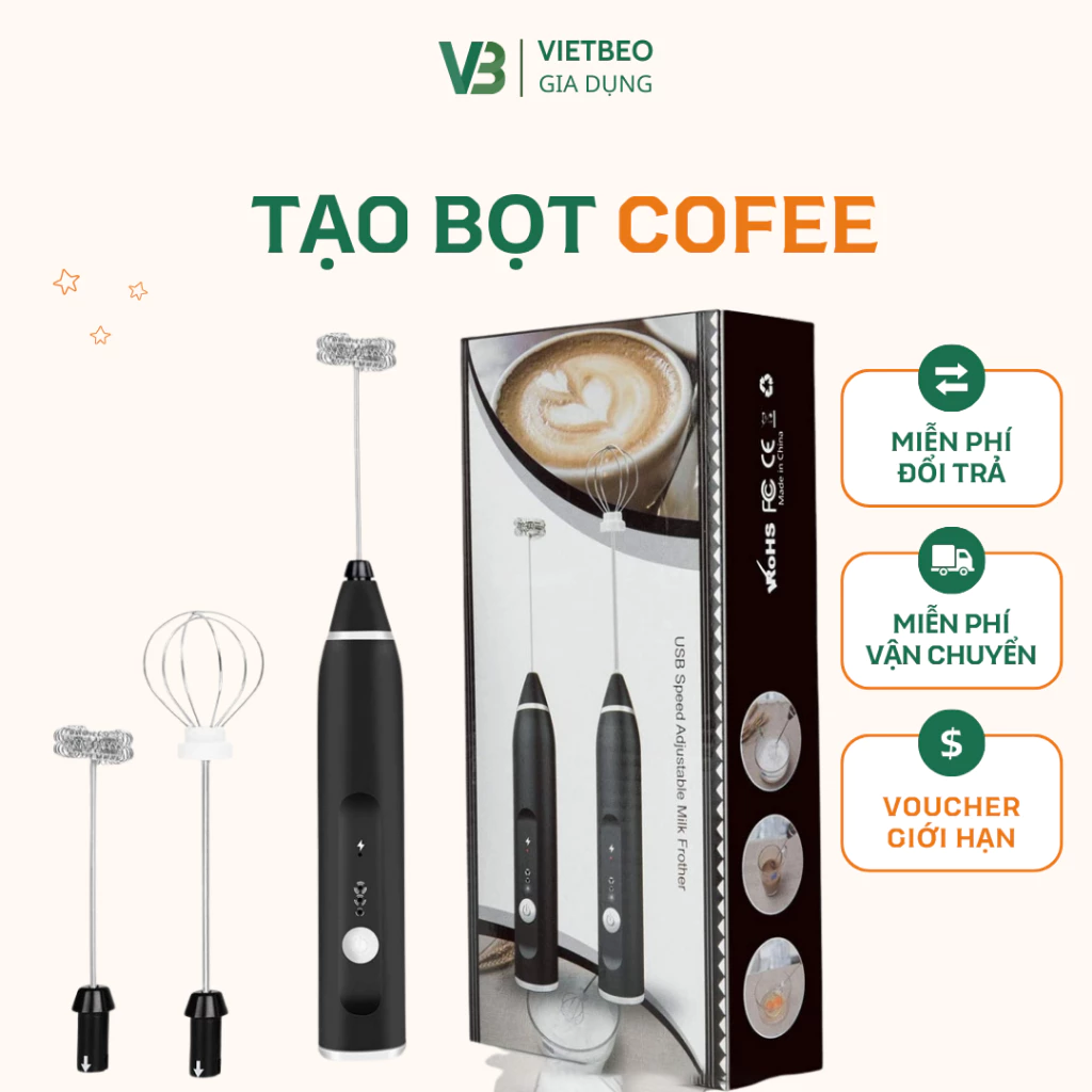 Máy Đánh Trứng Mini Sạc Điện DIDOOGLT Có 3 Tốc Độ Kèm Sạc USB, Nhỏ Gọn, Phù Hợp Mọi Gian Bếp