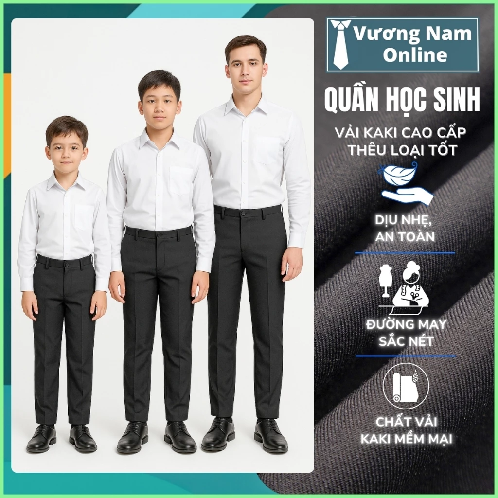 Quần học sinh nam cấp 2 3 chất KAKI loại dày tốt form chuẩn cao cấp đẹp may kỷ VNO140