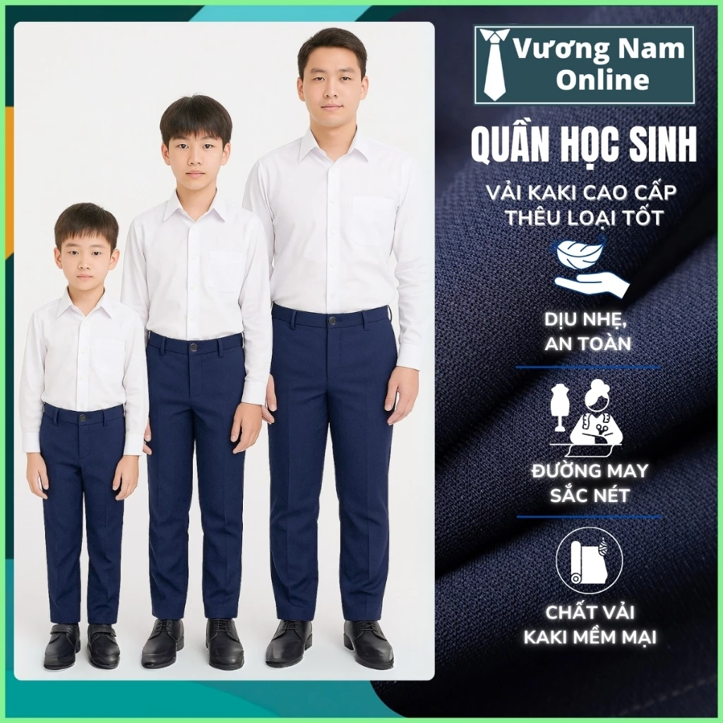 Quần học sinh nam cấp 2 3 chất KAKI loại dày tốt form chuẩn đẹp may kỷ cao cấp VNO140