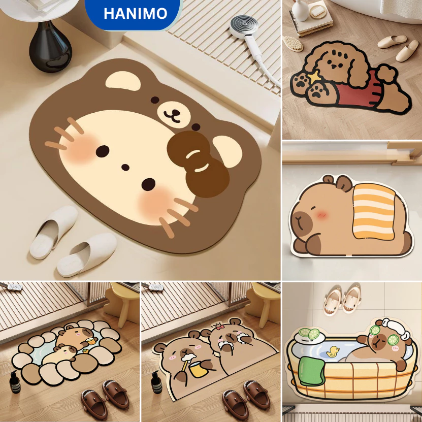 Thảm lau chân 40x60cm thấm hút nước tốt, chống trơn trượt dùng cho nhà bếp & phòng tắm - HANIMO HA01
