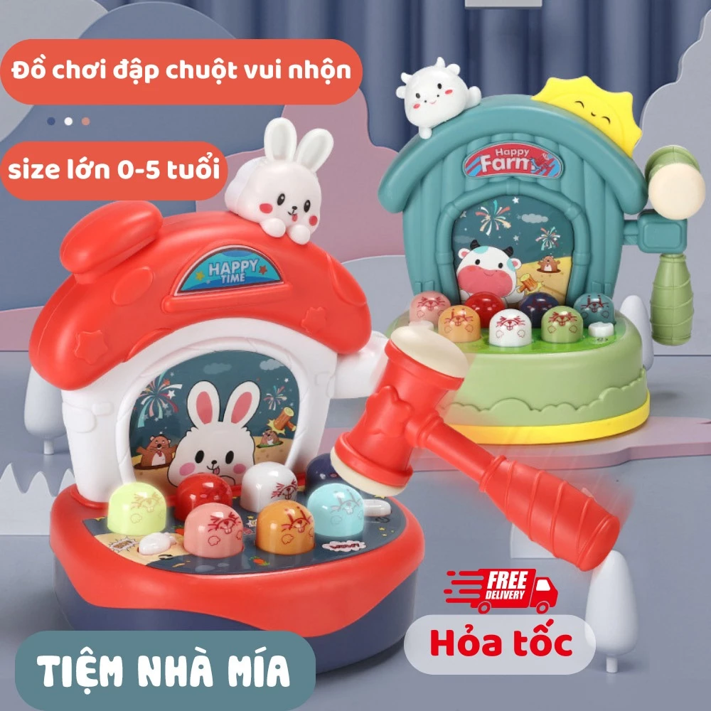 Đồ chơi đập chuột hình Thỏ size lớn cho bé 0-5 tuổi Tiệm Nhà Mía, Đồ chơi vui nhộn phát triển trí tuệ