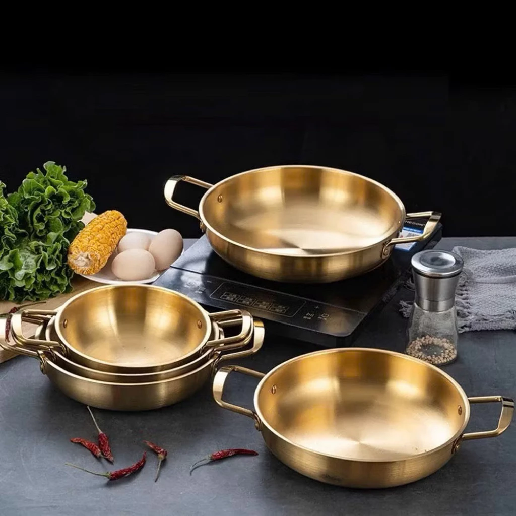 Nồi Nấu Mì Cay INOX Mạ Vàng 20cm  Làm Nồi Lẩu, Xào Nướng Tại Bàn, Dùng Được Bếp Gas, Bếp Điện Bếp Từ