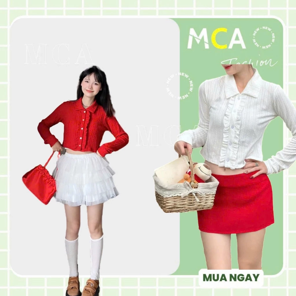 [Video sp thực tế ] Áo Croptop len tay dài kiểu cổ bẻ MCA phối viền bèo xinh xắn A51237