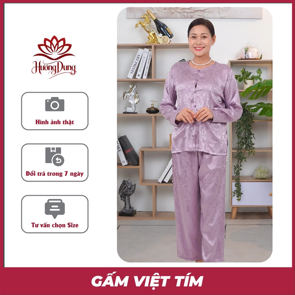 Đồ Bộ Trung Niên Nữ Cao Cấp Chất Liệu Gấm Việt Tay Dài Nhập Khẩu Cao Cấp - Thiều Thoa Store