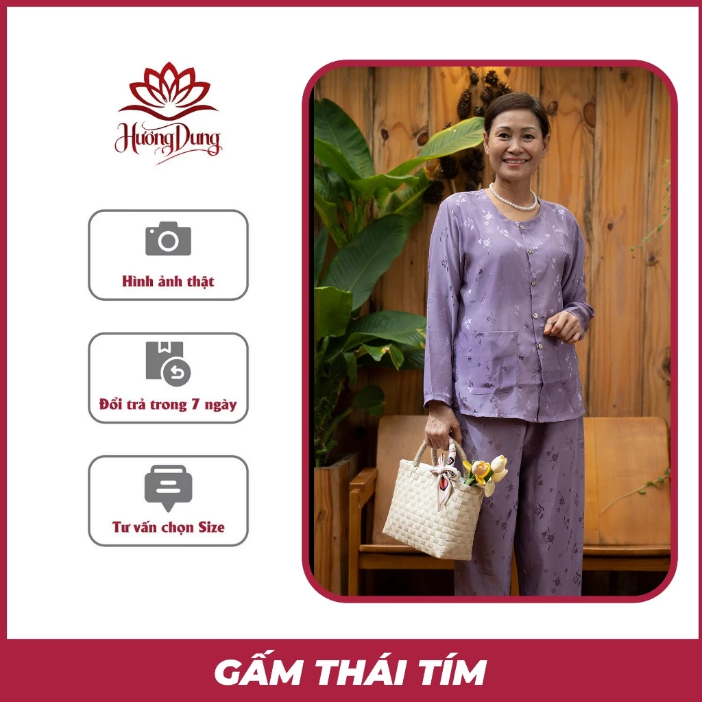 Quần Áo Bà Già, Đồ Bộ Trung Niên, Đồ Bộ Mặc Ở Nhà Cho Các Mẹ Và Bà Gấm Tay Dài - Hương Dung Store