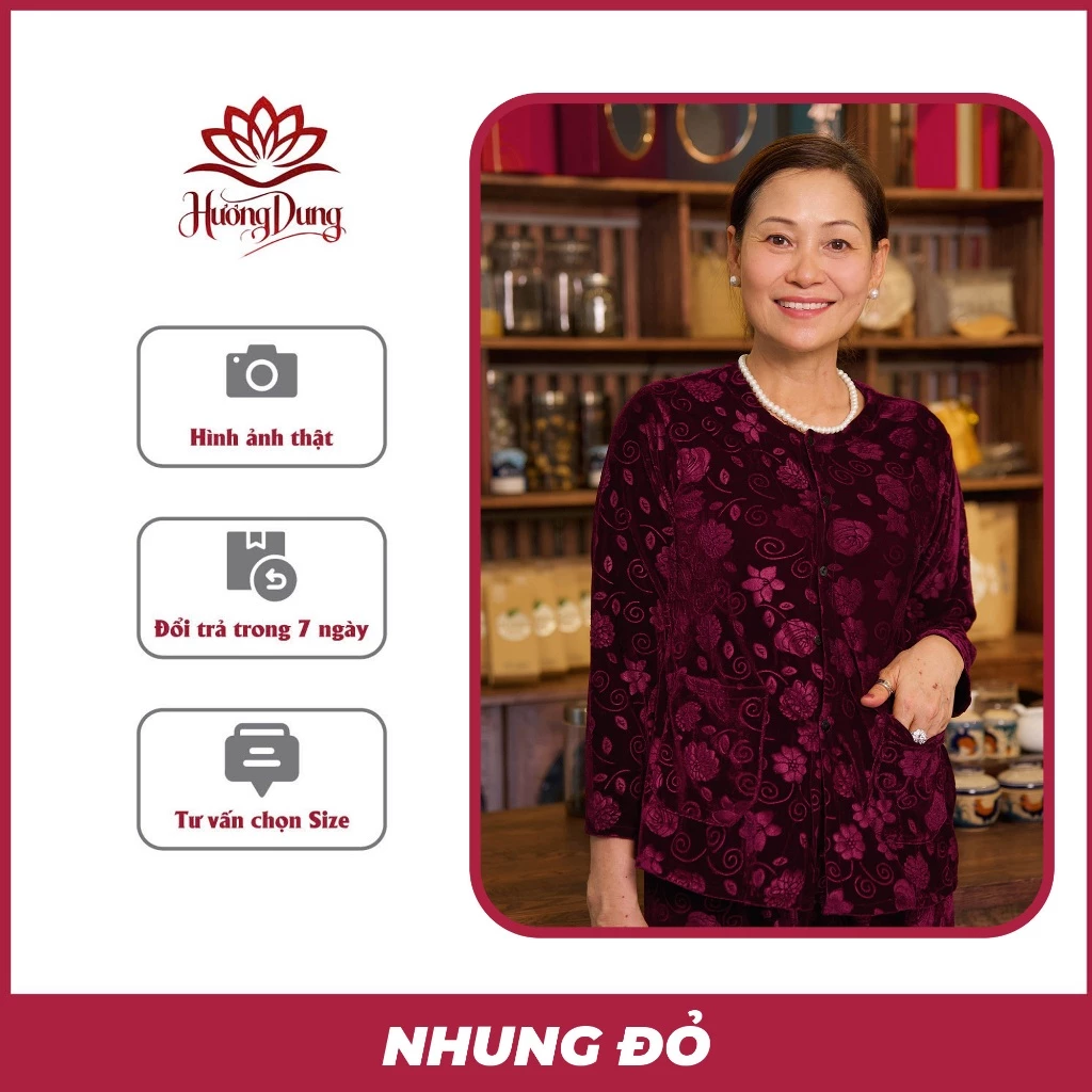 Đồ Bộ Bà Già Cho Mẹ Bà Vải Nhung Mùa Thu Đông Cao Cấp Sang Trọng - Thiều Thoa Store