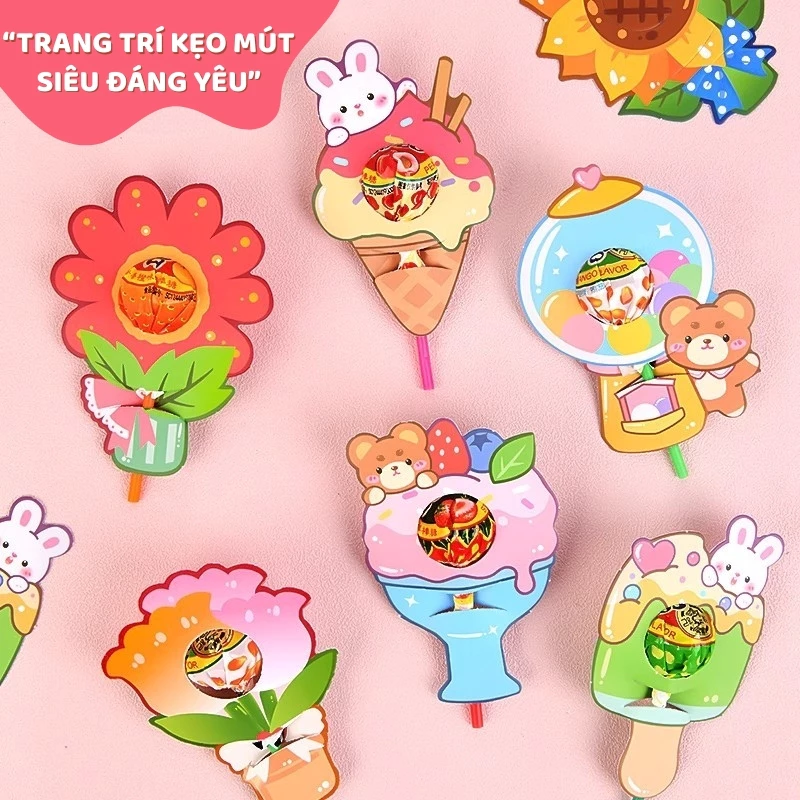Thẻ Cắm Kẹo Mút Xinh Xắn – Giấy Trang Trí Kẹo, Phụ Kiện Tiệc Sinh Nhật Cho Bé