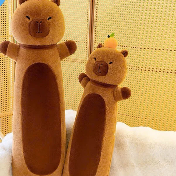 Gối ôm gấu bông Capybara hình quả cam, Thú nhồi bông vải nhung mềm mại kích thước 70-110 cm từ 5sbedding
