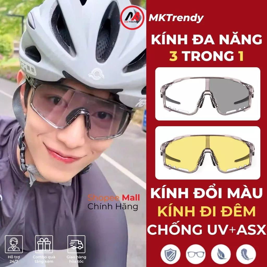 Kính đi đêm ngày đổi màu bảo vệ mắt MKTRENDY nam nữ đi đường giúp tầm nhìn rõ nét chống tia UV chống bụi F1