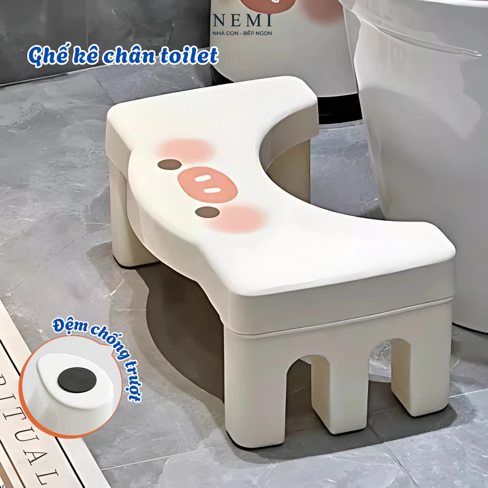 Ghế kê chân toilet Nemi, ghế gác chân bồn cầu chữ U giúp giảm táo bón, có đệm chống trượt