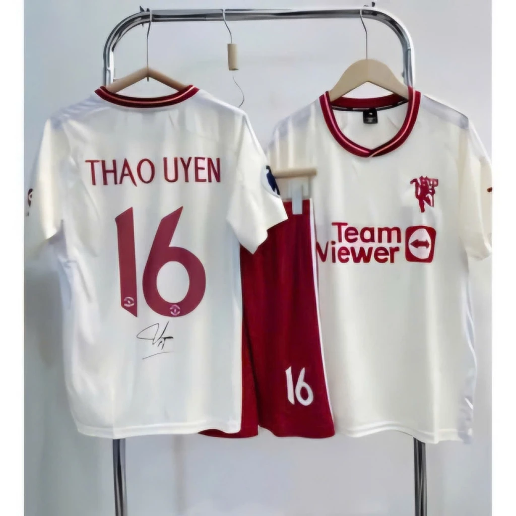 Bộ quần áo bóng đá mu kem in tên số theo yêu cầu-Áo bóng đá,đồ đá banh chất liệu thun