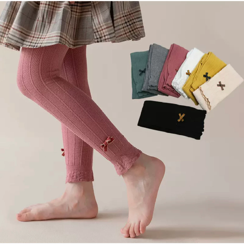 Quần tất không bàn, quần legging xuất hàn đính nơ siêu cute hàn quốc cho bé 1-7 tuổi