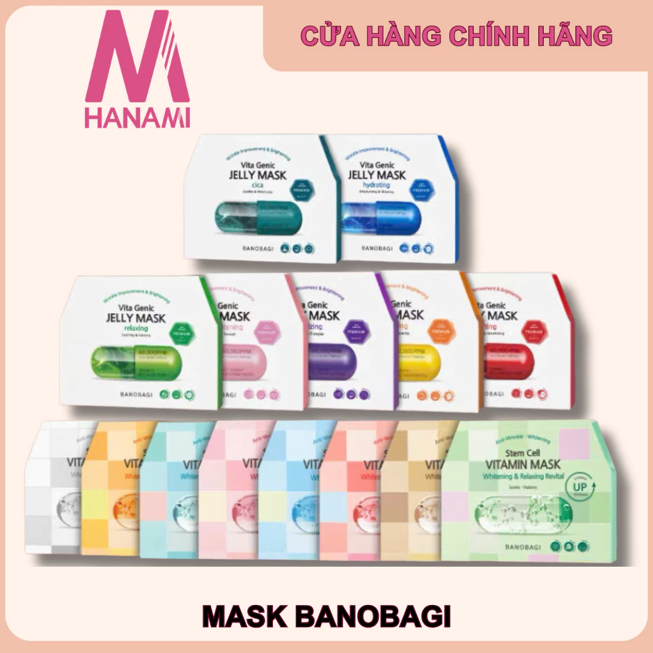 {Mẫu Mới 2025} Mặt nạ BANOBAGI Vita Genic Jelly và Stem Cell Mask Vitamin Up Premium 30ml