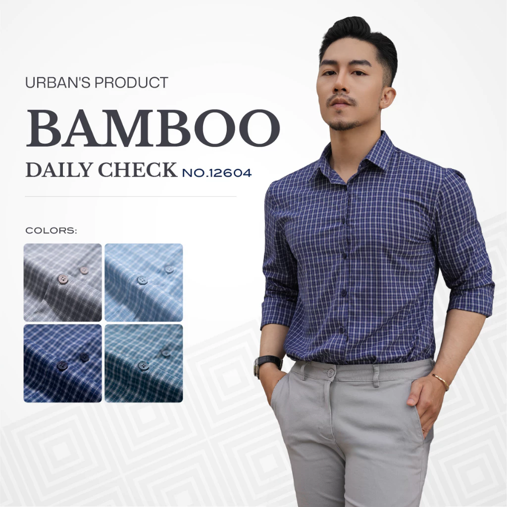 Áo sơ mi nam kẻ sọc URBAN vải BAMBOO cao cấp mềm mịn nhanh khô thoáng mát ít nhăn NO.12604