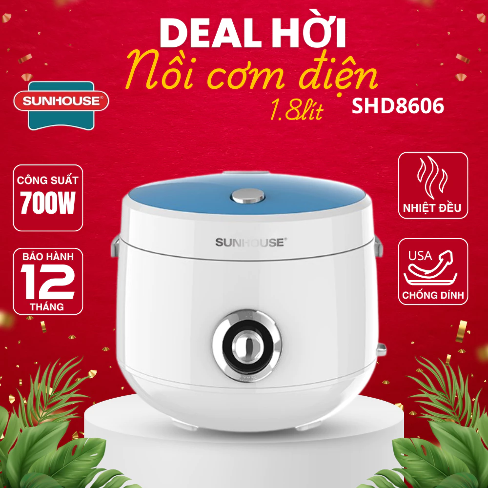 Nồi cơm điện nắp gài Sunhouse Mama 1.8 lít SHD8606