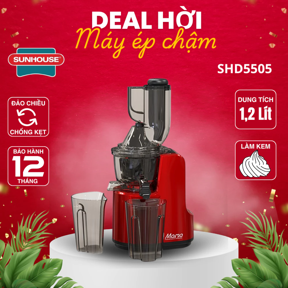 Máy ép chậm Sunhouse SHD5505 SHD5519, SHD5518, SHD5516, SHD5503, SHD5512 | Công nghệ lưới lọc PUREMAX | Ép kiệt