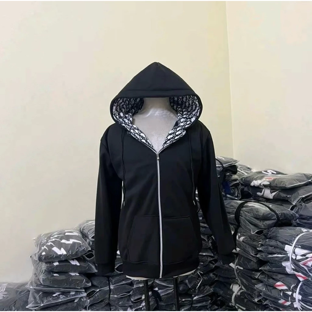 áo khoác nỉ lót vân i-o chất nỉ tàu mũ 2 lớp dập hoạ tiết dành cho nam nữ from dáng unisex